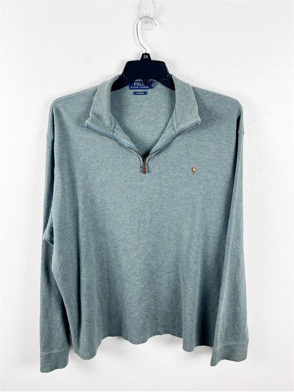 POLO RALPH LAUREN Estate Rib Green Quarter Zip Pullover Men’s Size XL Preppy